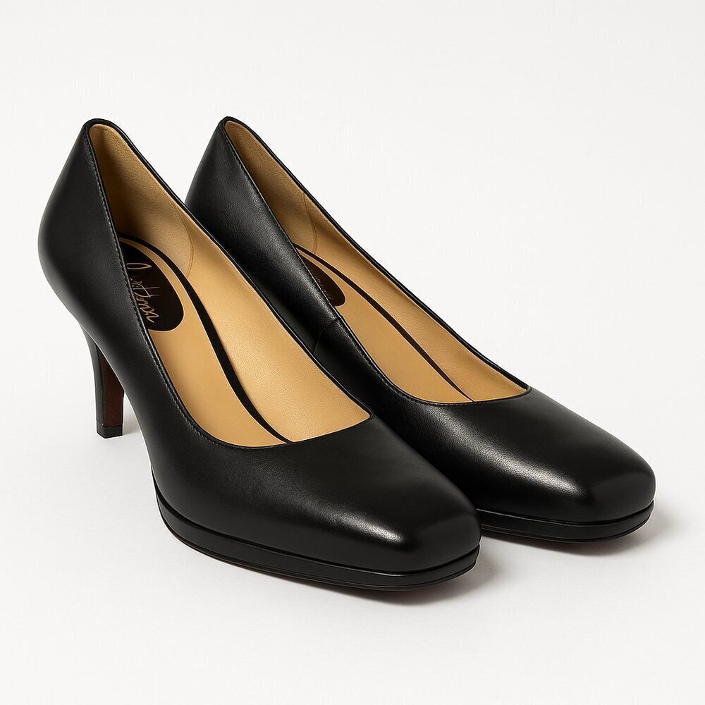 Cole Haan Leather Almond Toe Pumps Nike Air Comfort Heel 6.5B Black